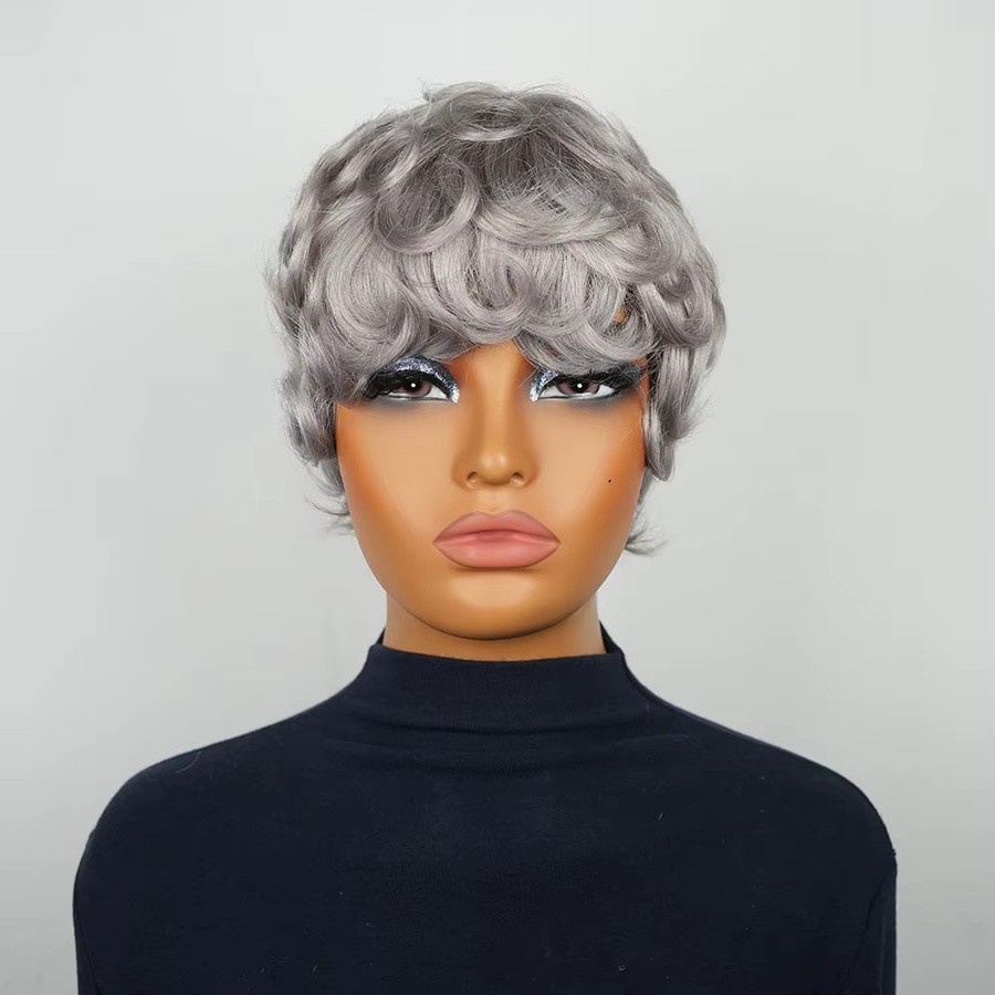 OYM HAIR Pixie-Perücke, Grau, Echthaar, Damen - Bild 4