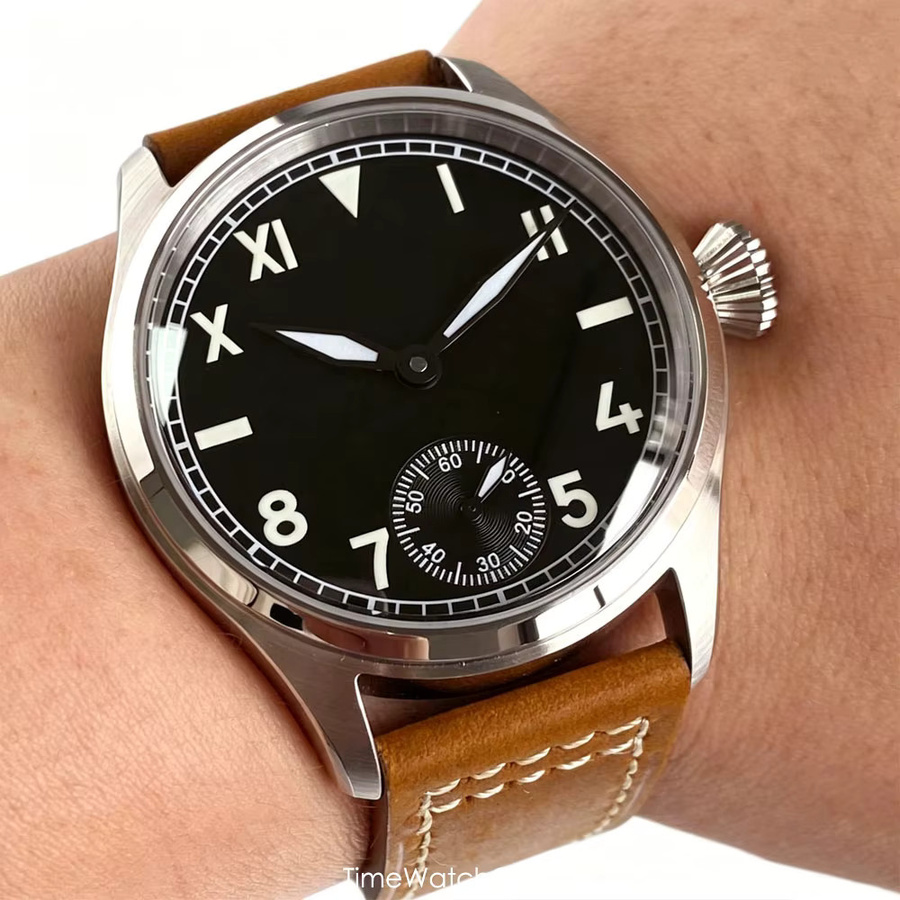 Tandorio Pilotenuhr, Handaufzug, Edelstahl, 42 mm, Herren - Bild 2