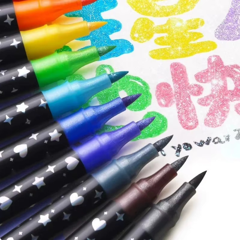 Kawaii Glitzer Dual Tip Marker Set mit Aquarell Pinsel Stiften in Multicolour für Schulkunstbedarf - Bild 3