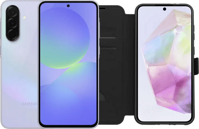 Samsung Galaxy A36 5G Smartphone 256GB Lila mit BlueBuilt Book Case Schwarz - Bild 1
