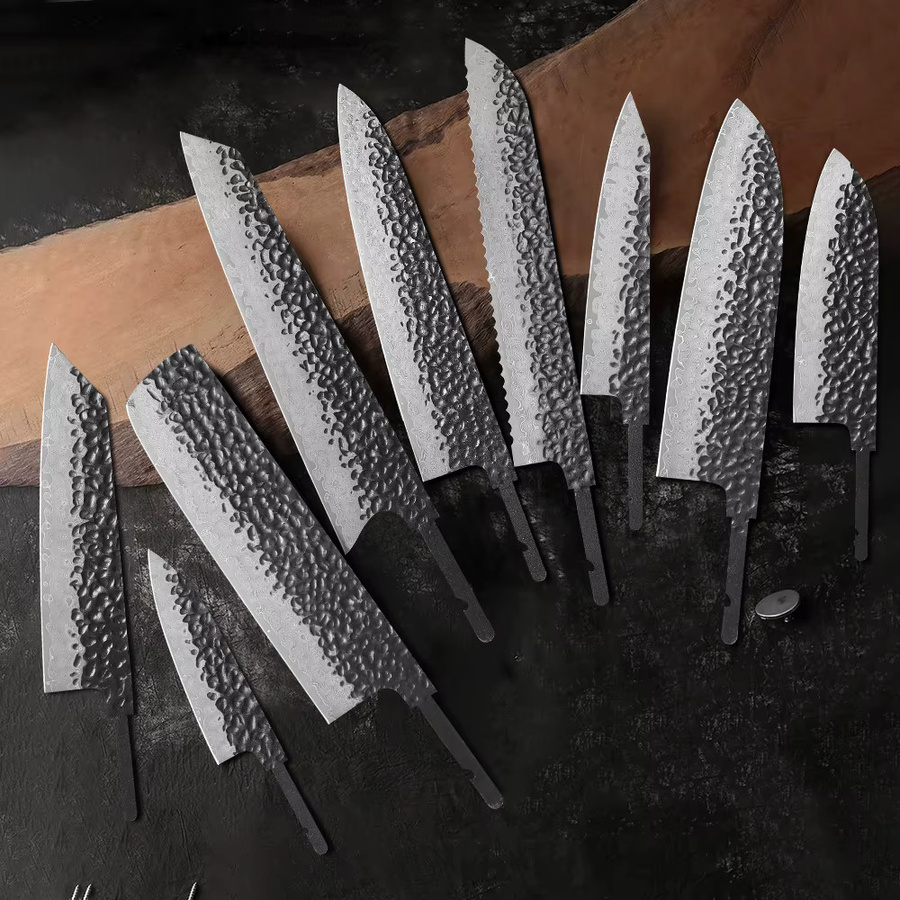 MOSTODOZO Damaszener Stahl Pariermesser Rohklinge Full Tang in Silber für DIY Japanischen Kochmesser-Stil - Bild 2