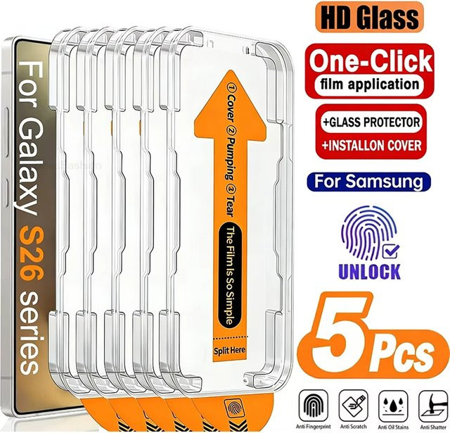 AKABEILA Displayschutzfolie aus gehärtetem Glas für Samsung Galaxy S26 Ultra S25 S24 S23 S22 S21 Plus A71 A25 A15 A35 A54 A36 A55 A56 5G, transparent - Bild 1