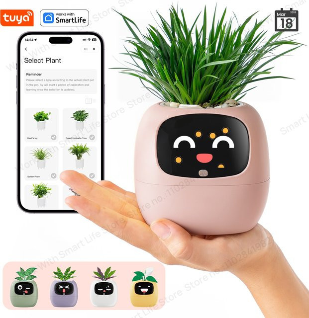 Tuya Ivy Gen 2 Intelligenter Pflanzenroboter in Weiß mit über 100 Emojis - Bild 1