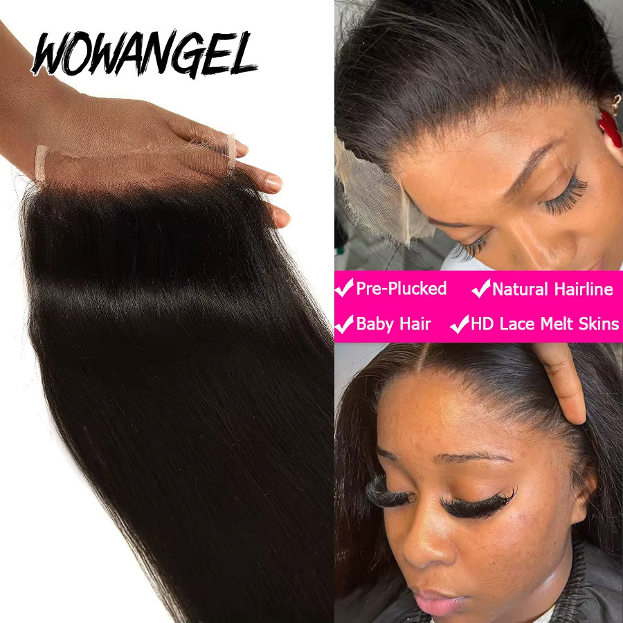 wowangel Haarverlängerung Yaki Straight HD Lace Frontal, Brasilianisches Echthaar - Bild 2