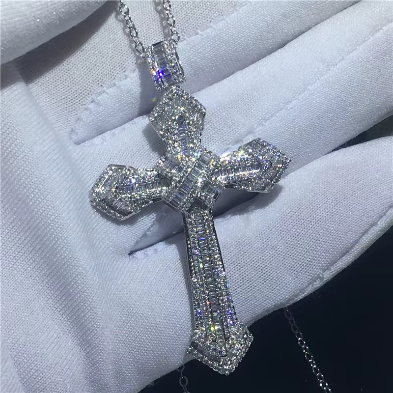 choucong Kreuz-Anhänger, 925 Silber, Diamant, Zirkonia, Vintage, Unisex - Bild 2