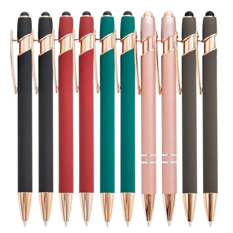 2-in-1 Metall-Eingabestift mit einziehbarem Kugelschreiber und 1,0 mm schwarzer Tinte für Touchscreens, 5 bis 10 Stück - Bild 3