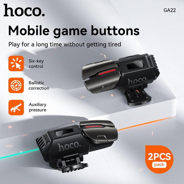 HOCO Six Fingers Handy-Spieltrigger für PUBG und Shooter mit ABS-Tasten in Schwarz für Android und iOS - Bild 1