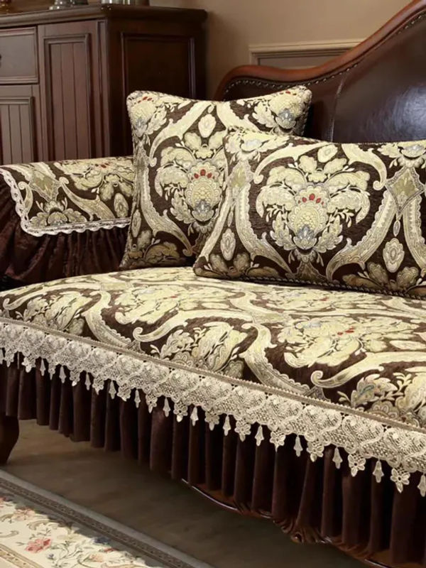 Super Six Jacquard Kissenbezug mit unregelmäßigem Rand in Beige, B/T/H: 60 x 60 x 0 cm - Bild 3