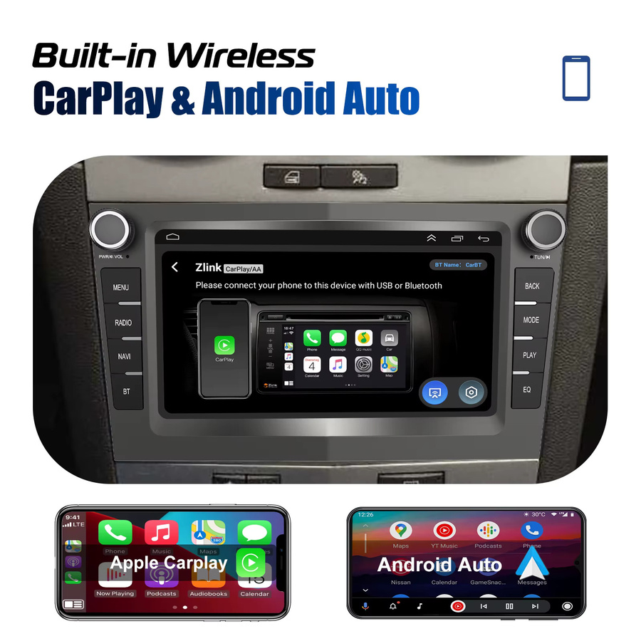 ESSGOO Android 14 Autoradio mit CarPlay, Android Auto, GPS und WiFi für Vauxhall Opel Astra H, Corsa C, D und Vectra Meriva in Grau - Bild 2