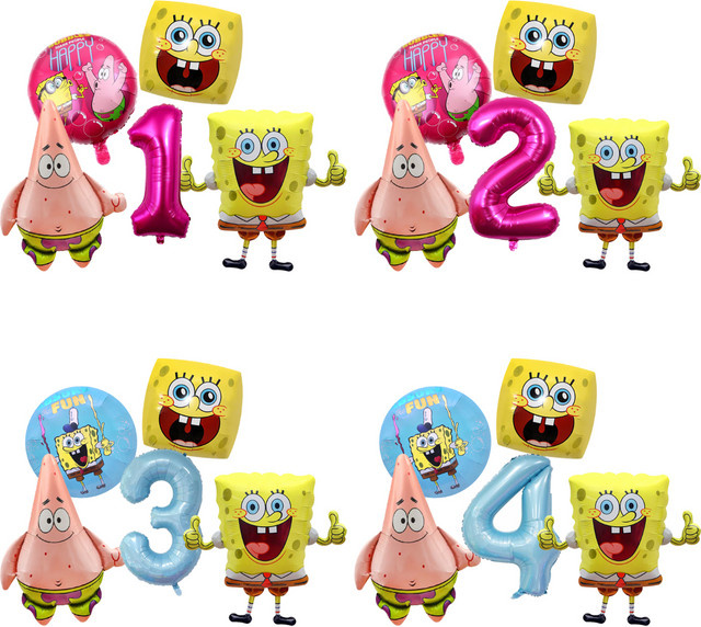 Potdemiel SpongeBob Themen-Luftballons in Mehrfarbig für Kindergeburtstag und Baby-Shower-Party, rund - Bild 1