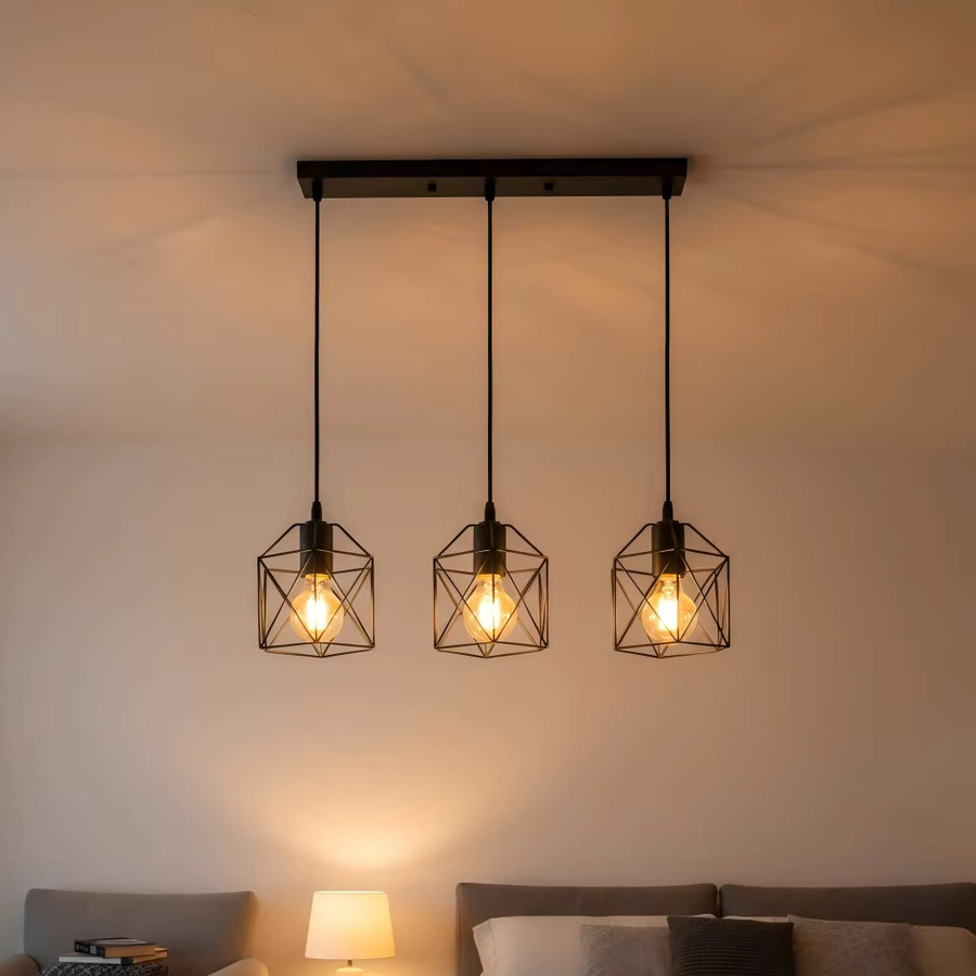 OSABO LED Pendelleuchte im Vintage-Stil aus Metall in Schwarz für Küche, Esszimmer und Wohnzimmer - Bild 3