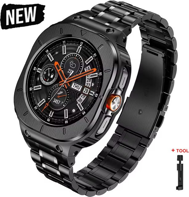 FancyWrist Uhrenarmband Set, Edelstahl, Gold Silber Schwarz, Samsung Galaxy Watch Ultra 47 mm - Bild 1
