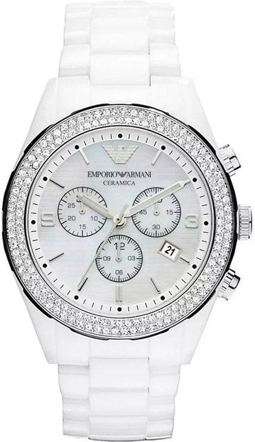 Emporio Armani Armbanduhr, Keramik, Kristall, Weiß, Quarz, Damen - Bild 1