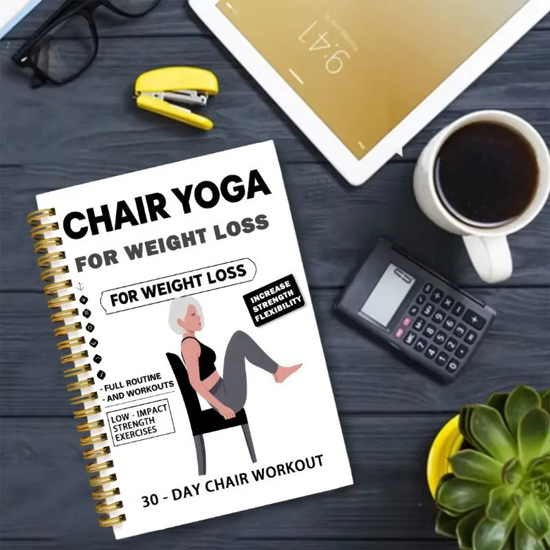28-Tage-Stuhl-Yoga-Spiralnotizbuch 2026 in Weiß für geführte Posen und Fortschrittstracking - Bild 3