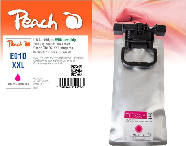 Peach E1D3 Druckerpatrone XL Magenta für Epson T01D3 und C13T01D300, kompatibel mit Epson WorkForce Pro WFC 529 R DTW und WFC 570 - Bild 1