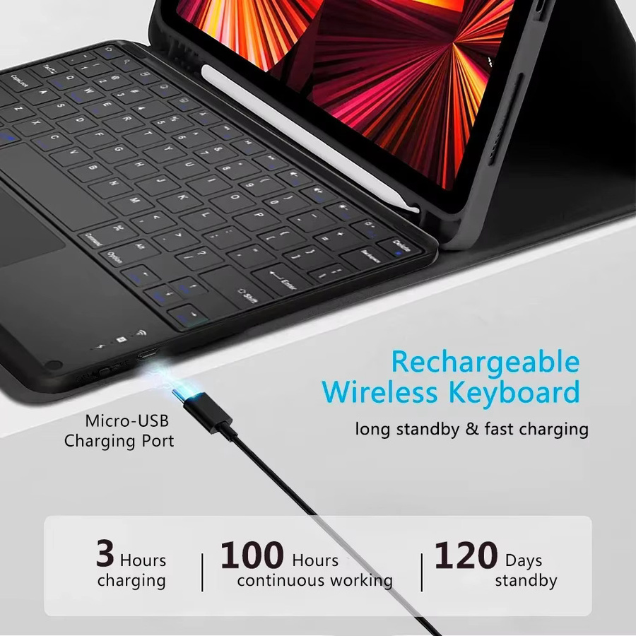 Qukam Bluetooth-Tastatur und Schutzhülle in Schwarz für iPad Pro, iPad Air und iPad Mini - Bild 5