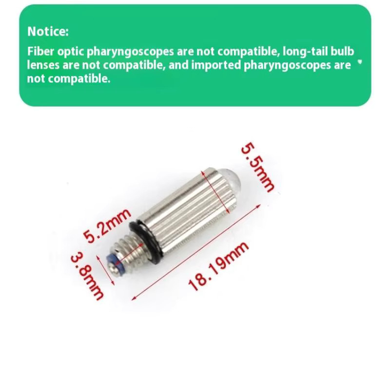 LED Laryngoskop Birne für Erwachsene, Weißes Licht, 2,5 V, 0,3 A, Chirurgisches Zubehör aus Metall, Silber - Bild 2