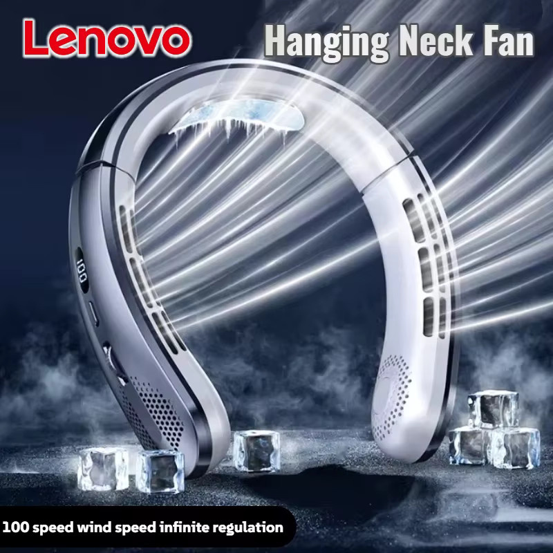 Lenovo Mini Halsventilator Gold, tragbarer blattloser elektrischer Luftkühler mit 8000 mAh Akku, USB wiederaufladbar und LED-Digitalanzeige - Bild 2