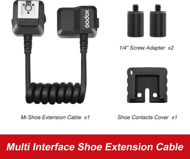 Godox GAC-IC13 Multi-Schnittstellen-Schuh Audio-Verlängerungskabel für ECM XLR-k3m Blitzschuhadapter in Schwarz für Canon, Nikon und Sony - Bild 1