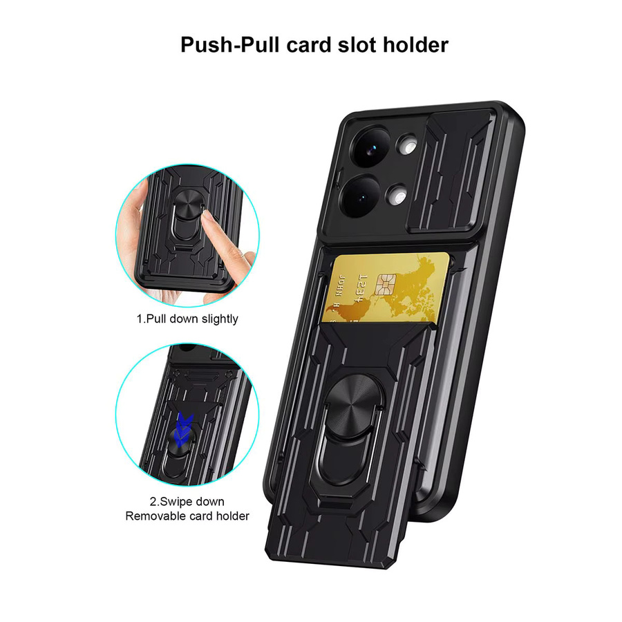 Robuste Schutzhülle für Xiaomi Mi Poco X8 Pro Max mit Kartenhalter-Slot-Abdeckung in Schwarz - Bild 4