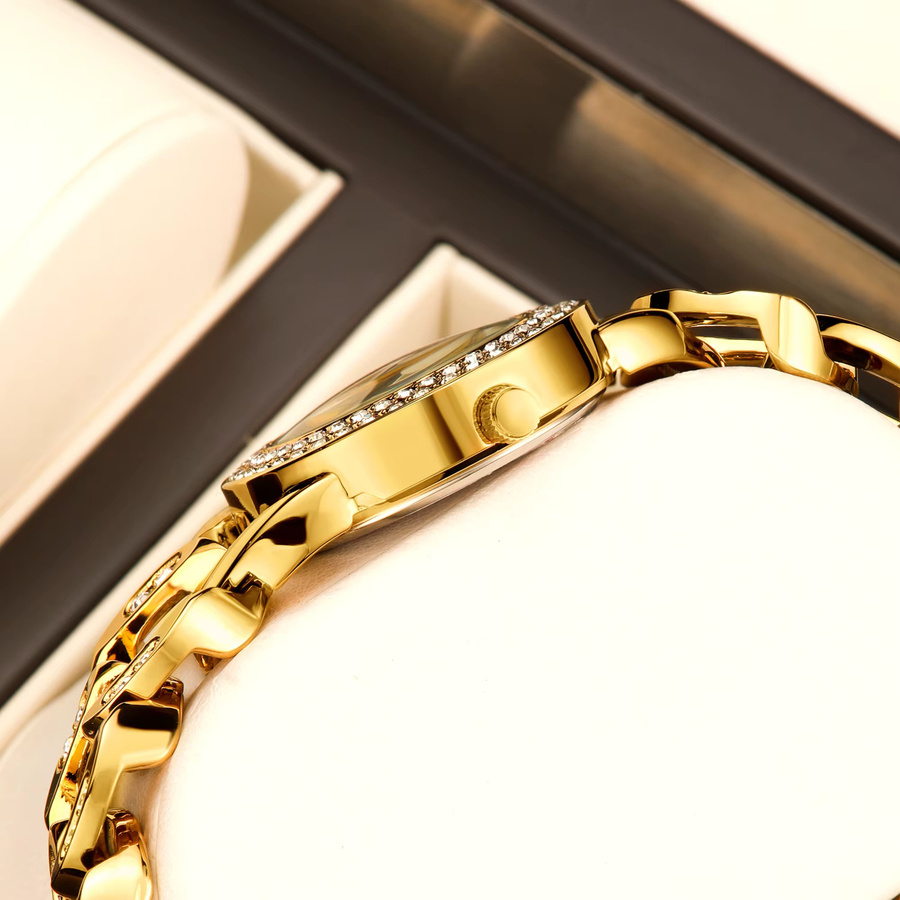 YaLaLuSi Armbanduhr, Quarz, Gold, Rund, Textil, Damen - Bild 4