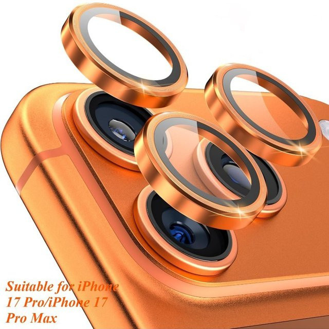 ZYONS Kameraobjektivschutz aus Metall und Glas für iPhone 17 Pro Max, 16, 15, 14, 13 Pro Max Plus und 16 Pro in Orange - Bild 1