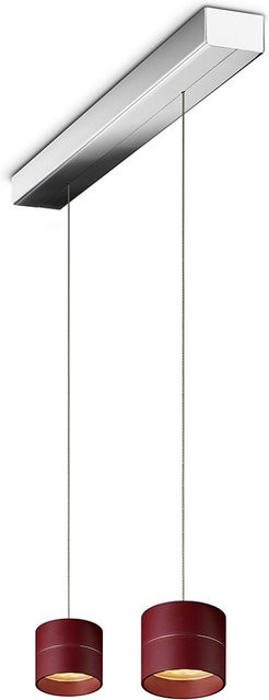 Oligo Tudor S LED-Pendelleuchte 2-flammig Rot matt mit Chrom-Baldachin und Tunable White (2200K - 5000K) - Bild 1