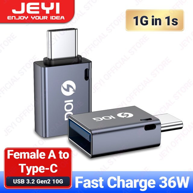 JEYI USB 3.2 auf Typ C OTG Adapter mit 10G Datenübertragung, 36W Schnellladung und Thunderbolt 3 Unterstützung - Bild 1