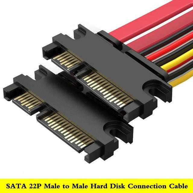 AXONUS SATA Daten- und Stromkabel Set mit 7+15 Pin Stecker auf Stecker zur Festplattenverlängerung - Bild 1