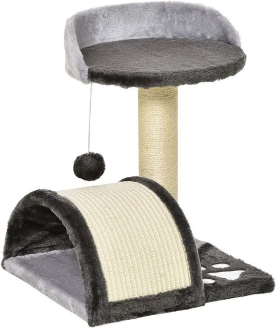 PawHut Kratzbaum für Katzen in Grau mit Höhle, Spielzeug und Sisalseil, B/T/H: 35,5 x 37,0 x 46,0 cm - Bild 1