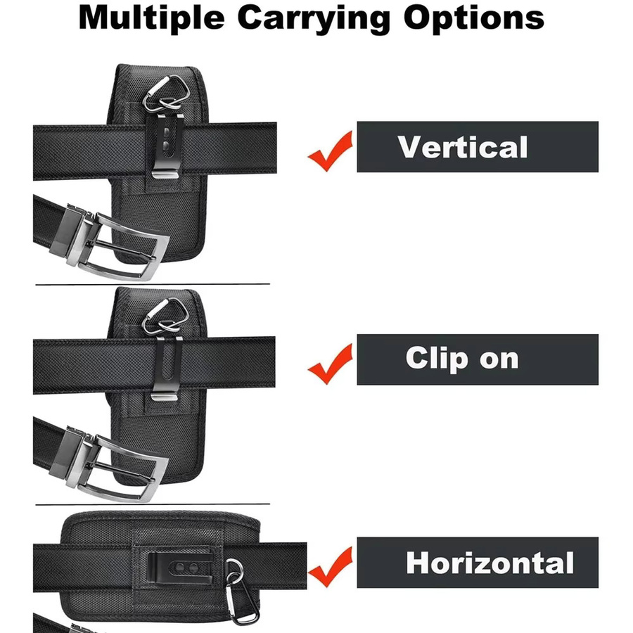 Stonego Vertikales Handyholster aus Nylon mit Gürtelclip und Kartenhalter in Schwarz - Bild 4