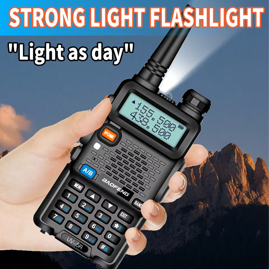 Baofeng Dual Band Walkie Talkie mit Air Band, 128 Kanäle, 1800mAh Akku, Schwarz - Bild 4