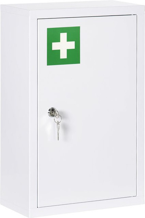 Kleankin Medikamentenschrank aus Stahl in Weiß, abschließbar und kindersicher mit 3 Fächern, B/T/H: 30 x 14 x 46 cm