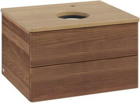 V&B Waschtischunterschrank Antao mit Frontstruktur in Eiche Honig und Braun, B/T/H: 60 x 50 x 50 cm - Bild 1