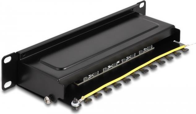 Delock Patch Panel CAT 6a Schwarz, 1U, 8x RJ-45 und 8x LSA-Anschlüsse, Breite: 25,4 cm - Bild 1