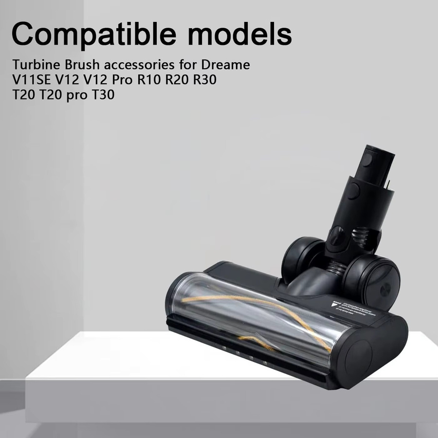 Motorisierte Bürste mit LED-Licht für Dreame Staubsauger R20 T20 T30 R30 V12 Pro V11SE R10, geeignet für Teppiche und Hartböden, Schwarz/Grau - Bild 2