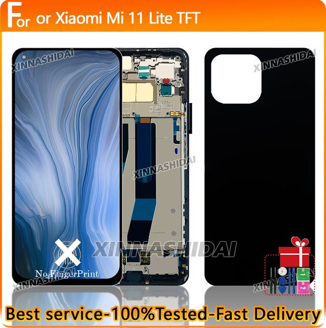 Xiaomi Mi 11 Lite TFT Display mit Rahmen und Touchscreen Digitizer Ersatzteil in Schwarz oder Blau - Bild 1