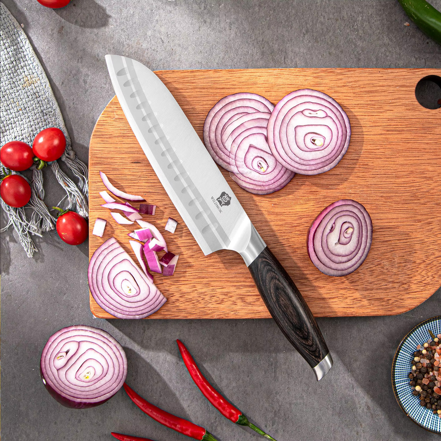 WILDMOK 2-teiliges Kochmesser-Set aus 1.4116 Hochkohlenstoff-Edelstahl mit Pakkaholz-Griff bestehend aus Kochmesser und Santoku-Messer - Bild 2