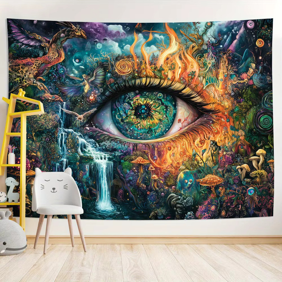 VIKAMA Fantasy Giant Eye Wandteppich mit Nebel-Muster und Feder-Design, Mehrfarbig, B: 60 cm, H: 40 cm - Bild 3