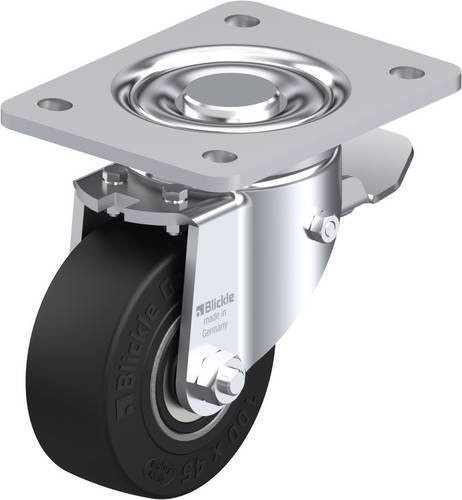 Blickle Lenkrolle LH-SE 100K-3-ST mit Feststeller in Schwarz und Silber, Rad-Durchmesser: 100 mm, Tragfähigkeit: 270 kg - Bild 1