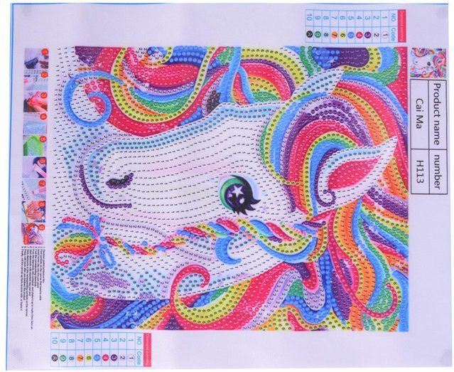 DIY Diamantmalerei Pferd in Blau und Multicolour, dekoratives Wandbild als abstrakte Illustration, B/H: 30 x 25 cm - Bild 1