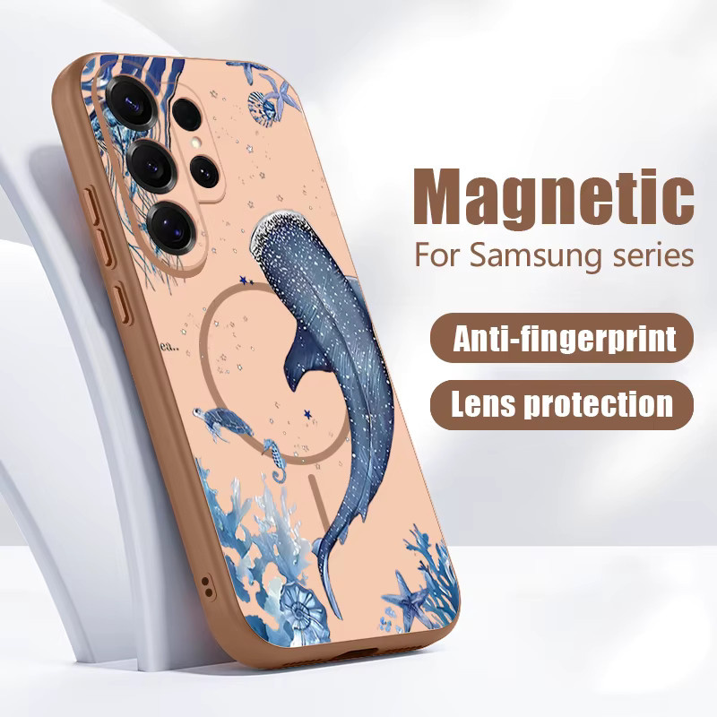 Magnetische Handyhülle mit Wal-Muster für Samsung Galaxy S26 S25 Ultra S24 S23 FE A56 A55 A36 A37 A17 A16 in Blau - Bild 2