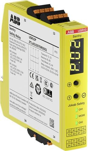 ABB Sicherheitsrelais Sentry USR10P in Gelb, B: 2,25 cm, H: 12,0 cm, T: 12,0 cm - Bild 1