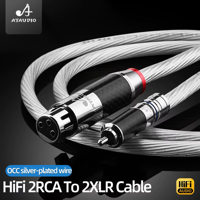 HiFi OCC versilbertes Audiokabel 2RCA auf 2XLR für Verstärker und CD-Player in Silber - Bild 2