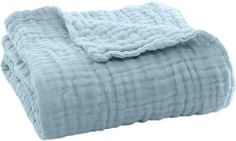 Hongbayi Musselin Decke in Blau, atmungsaktive Baumwolldecke als Sommer-Überwurf oder Wickeltuch, Breite: 100 cm - Bild 1