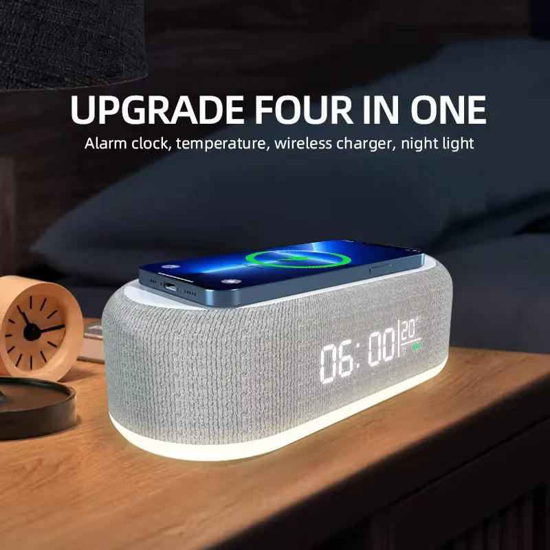 VIKEFON Multifunktions-Nachtlicht mit kabellosem Ladegerät, Desktop-Uhr und Thermometer für das Schlafzimmer - Bild 3