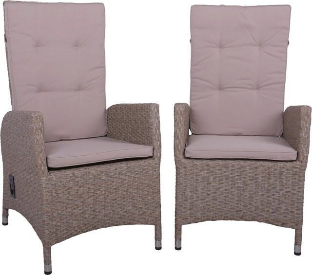 Garden Pleasure Stuhl-Set Braga 2er Set aus Aluminium und Kunststoff mit Textilsitz in Grau, Beige oder Braun, stapelbar und mit Armlehnen - Bild 1