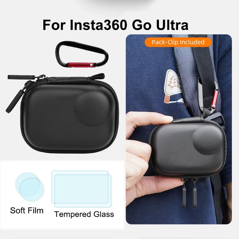 Mini-Aufbewahrungskoffer für Insta360 Go Ultra in Grau mit gehärtetem Glas und Schnellverschluss-Tragetasche - Bild 5