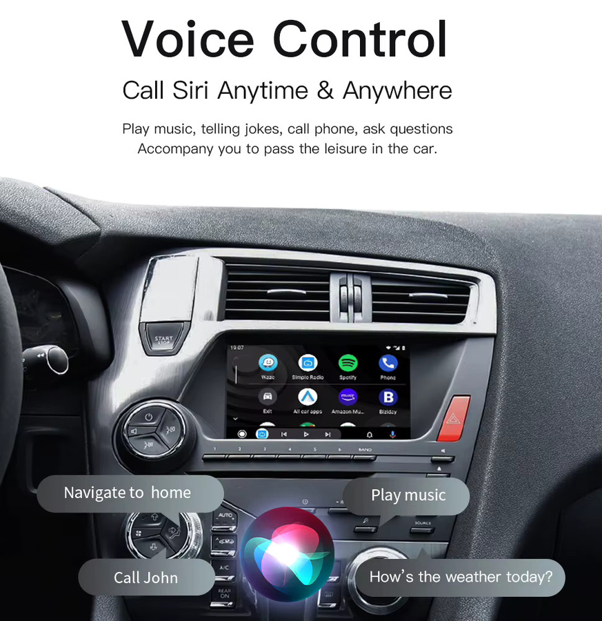 CARABC Drahtloses CarPlay und Android Auto Modul für Peugeot und Citroen SMEG & MRN Systeme inklusive Rückfahrkamera in Schwarz - Bild 5