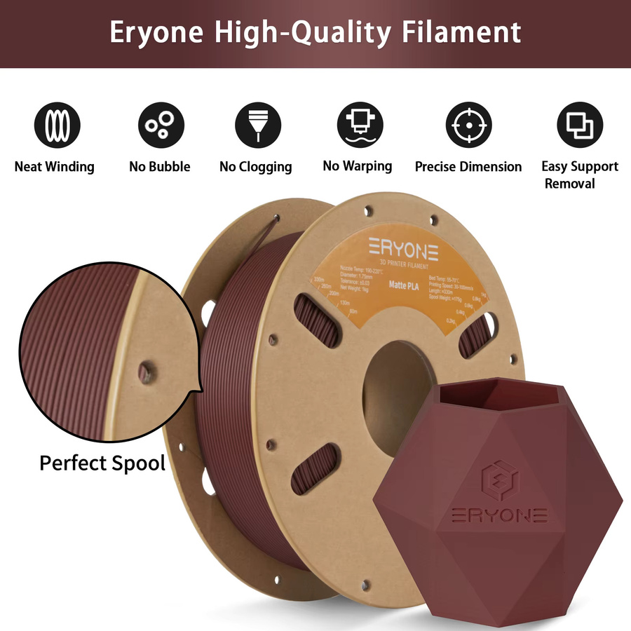 ERYONE PLA 3D-Drucker Filament 1,75mm Matt Grün, 1kg Spule - Bild 4